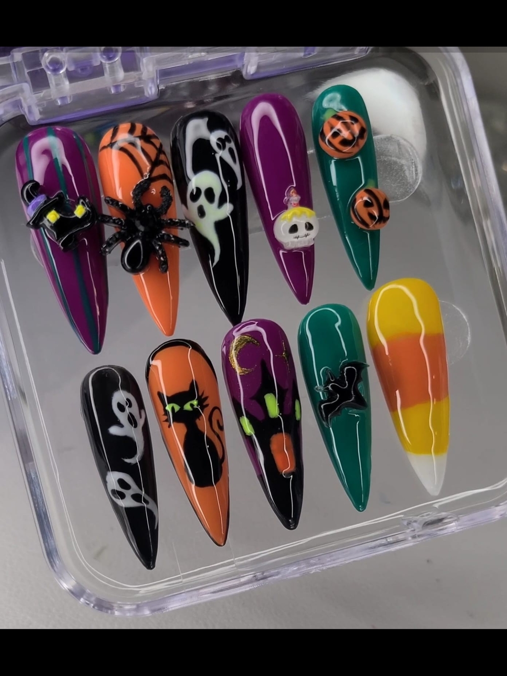 Size(S)-Halloween Nail Art Set - Multi-Color Decorative Press-Ons